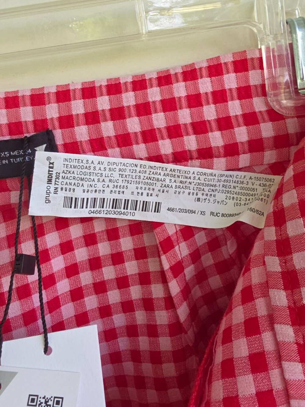 NWT Zara red and white gingham cropped flare pants - Picture 5 of 5